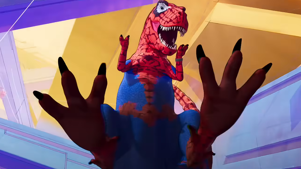 Spider-Man riding a T rex – it's the injection of multiverse