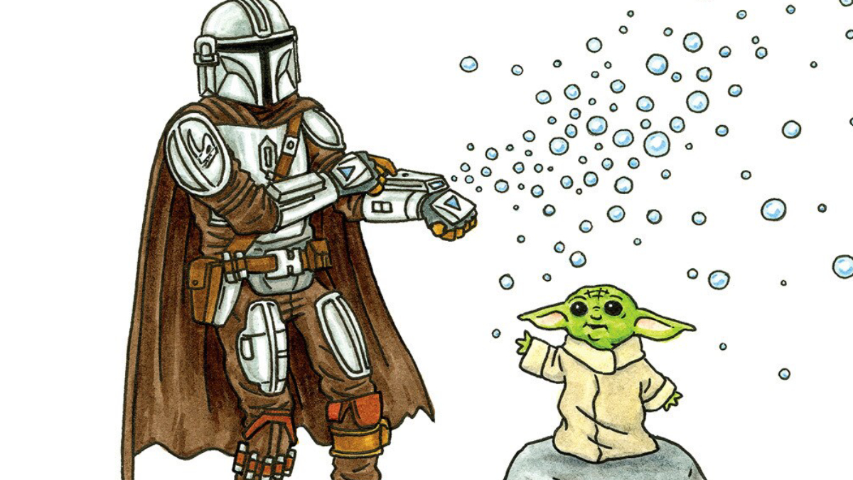 Drawing Baby Yoda grogu // the Mandalorian. Star Wars Fan 