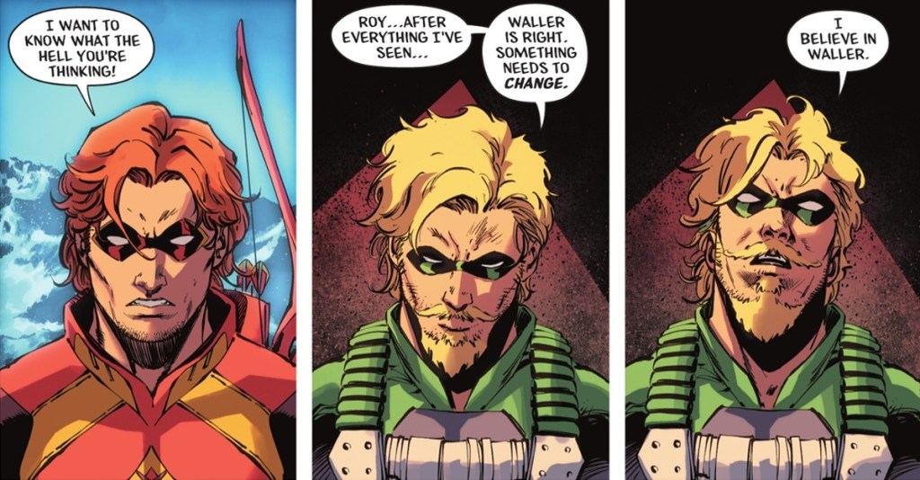 Arsenal Roy Harper confronts Oliver Queen in Green Arrow 13