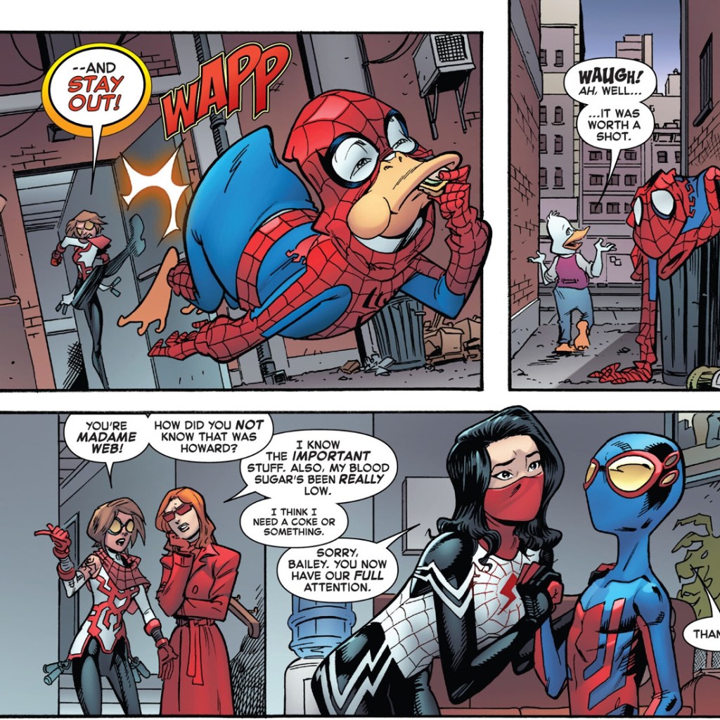 Madame Web Silk and Arana with histrion The Duck in Spider Boy 9