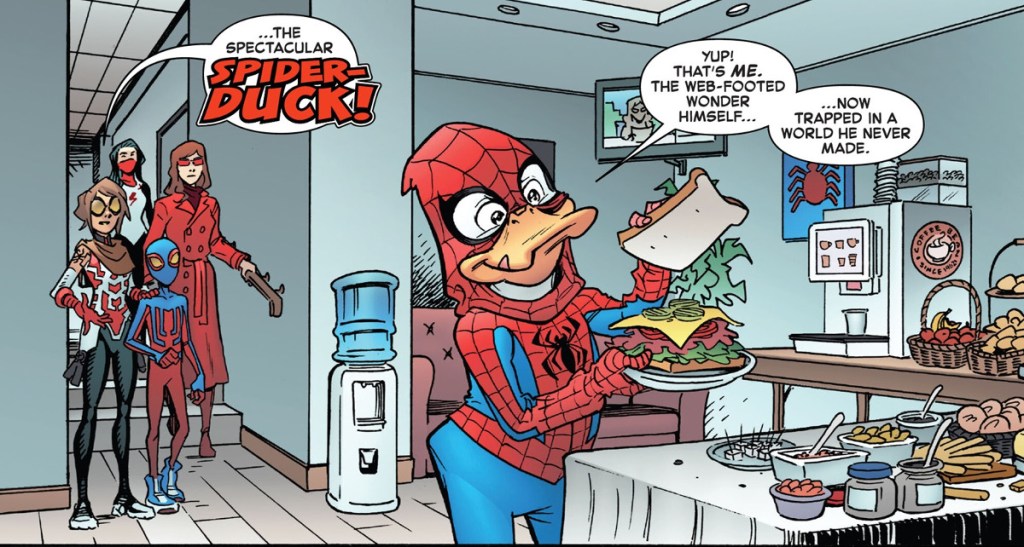 Spider-Duck Meets Spider-Boy and Madame Web