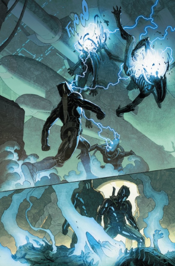 Black Panthers fight Xenomorphs in Aliens vs. Avengers 1