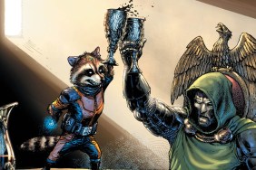 Doctor Doom and Rocket Raccoon cover by Gary Frank cropped