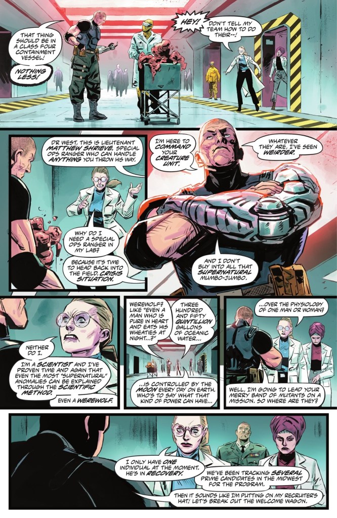 Doctor West meets Matthew Shrieve in Creature Commandos 1