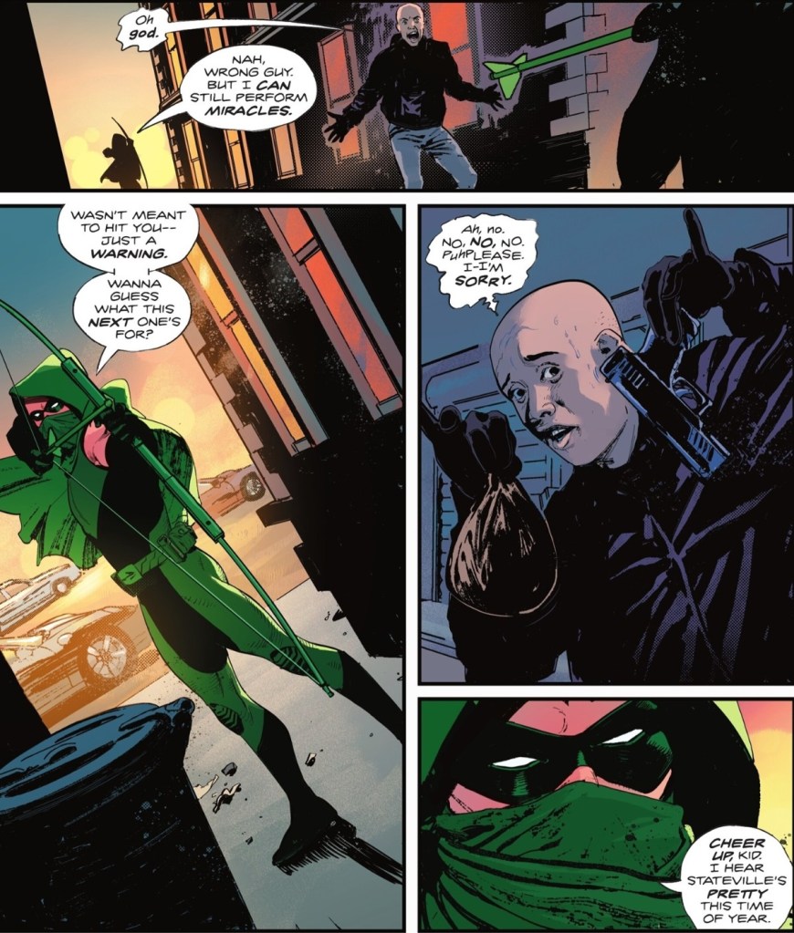 Green Arrow chases a robber in Green Arrow 18