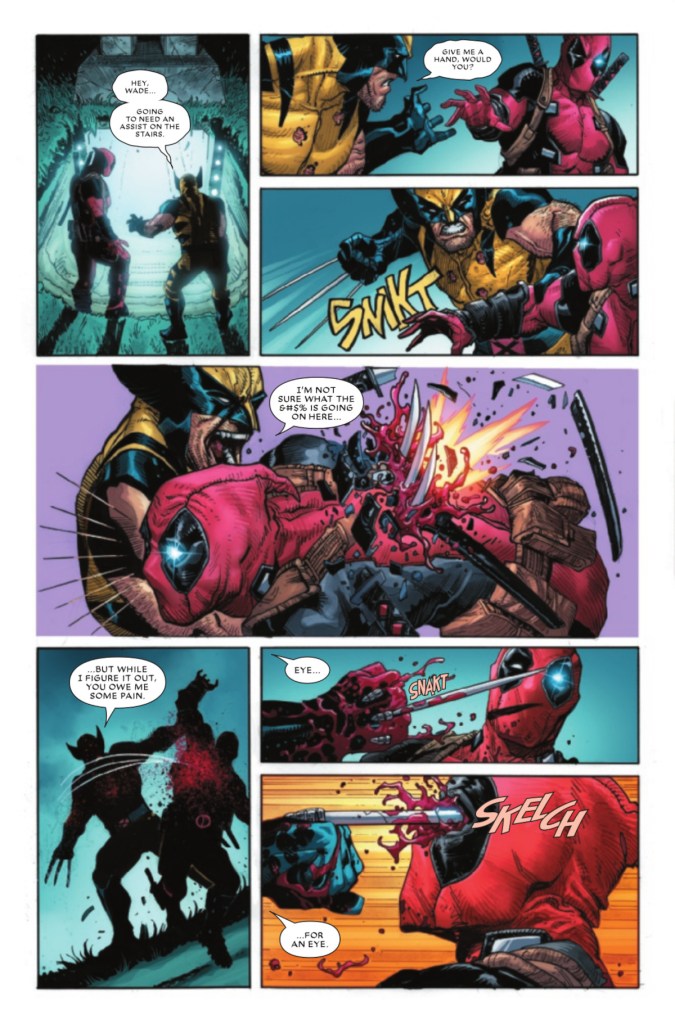 Deadpool fights Wolverine in Deadpool Wolverine 1