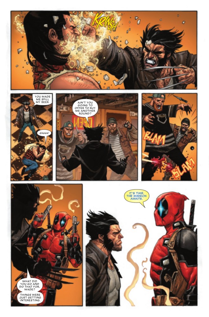 Wolverine Bar Fight in Deadpool Wolverine 1