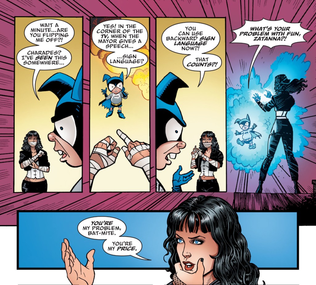 Zatanna uses sign language to cast spell in Batman the Brave and the Bold 20